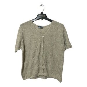 East West Plus Fashions Beige Knit Button Up Cardigan Sweater Size 2X